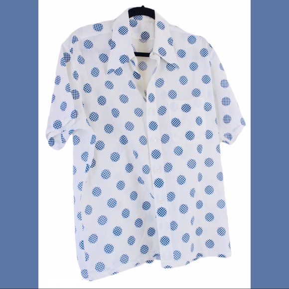 SOLD Vintage 60s 70s Graphic Dot Button Down Shirt - Picture 10 of 11